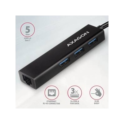 AXAGON USB HUB 1x RJ-45 + 3x USB-A 3.2 Gen1 (HMC-GL3A)