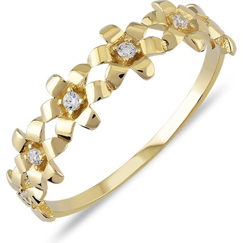 Lillian Vassago Zlatý prsteň s kvetinkami a zirkónmi LLV06 GR056