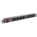 Lanberg PDU 1U 10A 8 гнезда 4xE - 4xIEC 2 м черен с защита от пренапрежение (PDU-04E04I-0200-IEC-BK) (PDU-04E04I-0200-IEC-BK)