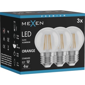Mexen Vintis 3x крушка с нажежаема жичка LED E27, G45, 4W, 55 lm, оранжево - L156-E27-04XX-48x03 (L156-E27-04XX-48x03)