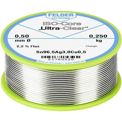 Felder ISO-Core Ultra Clear SAC305 pájecí cín cívka Sn96,5Ag3Cu0,5 0.250 kg 0.5 mm