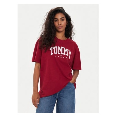 Tommy Jeans Тишърт Varsity DW0DW18403 Червен Oversize (Varsity DW0DW18403)