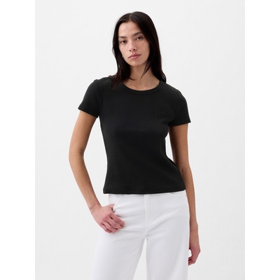 GAP Ребрести тениска с лого GAP GAP | Cheren | ЖЕНИ | XXS