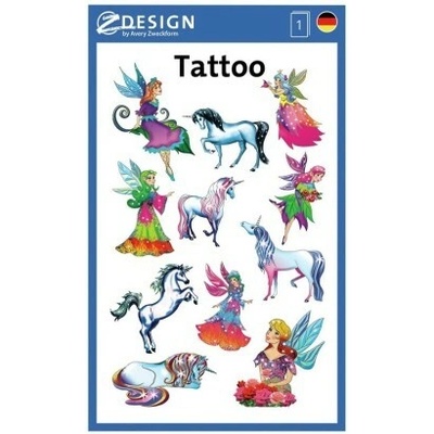 Avery Z-Design dětské tatoo víly a jednorožci