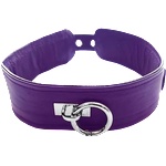 Rouge Leather Plain Collar with Removeable O-Ring Purple
