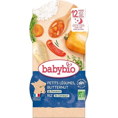 Babybio Био меню Babybio Лека нощ - Зеленчуци с ориз, 12 м+, 2 х 200 g (3288131520919)