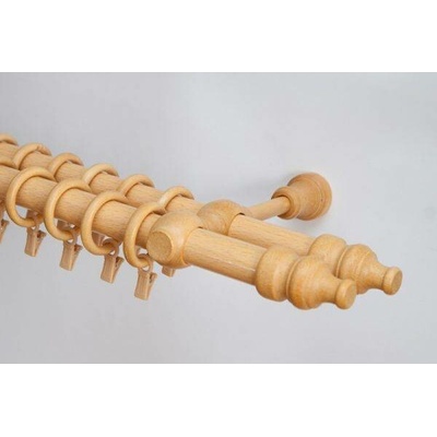 Garnyze-levne Dřevěná záclonová tyč dvouřadá Buk Favorite 28 mm 360 cm