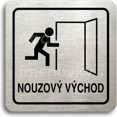 ACCEPT Piktogram nouzový východ II - stříbrná tabulka - černý tisk