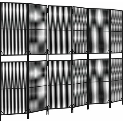vidaXL Dělicí stěna 294 × 200 cm polyratan černá 6 panelů 365400