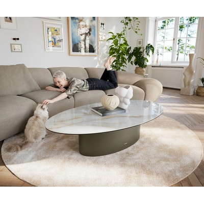 Delife Edge oválný 140×80 cm keramika Onyx Pearl Casilda Titanová barva