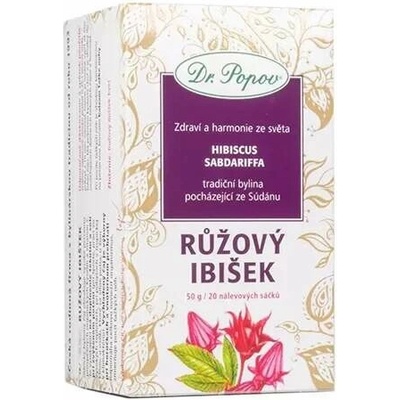 Dr.Popov čaj Růžový ibišek 20 x 2,5 g