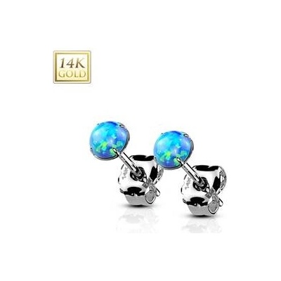 Šperky4U zlaté 14ti karátové náušnice s modrými opály ZLW-OP05-05