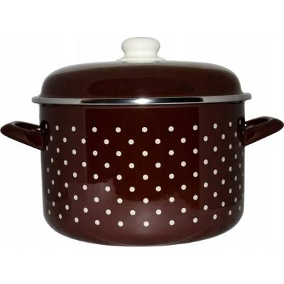 Metalac Hnědý puntík, smaltovaný hrnec Standard s poklicí 18 cm, 3 l