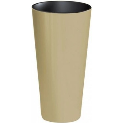 PROSPERPLAST Kvetináč TUBUS SLIM + vklad káva s mliekom lesk 20cm