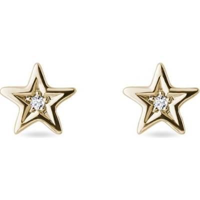Klenota zlaté náušnice v tvare hviezdy s diamantmi k0404023