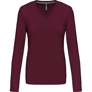 Kariban v-neck k382 / Дамска тениска с дълъг ръкав - винен m (20k38205402)