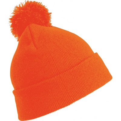 Result Headwear dětská pletená čepice s bambulí neon orange