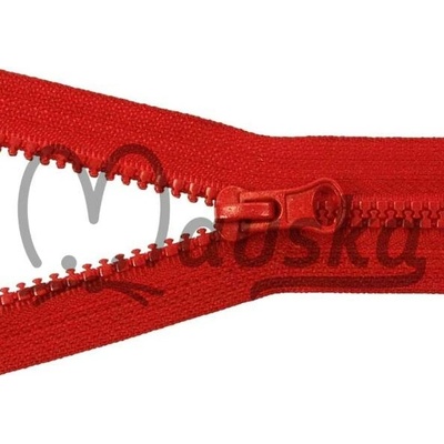 Zip kostěný bundový 5mm dělitelný délka 50 cm - ČERVENÁ