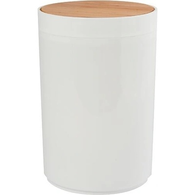 MSV výklopný odpadkový koš OSLO, bílý plast, bambusové víko, 5 L 143708