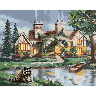 ZUTY Malování podle čísel MÝVAL LOĎKA A DŮM D RUSTY RUST Rozměr 80 x 100 cm Rámování bez rámu a bez vypnutí plátna
