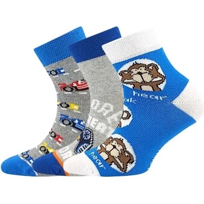 Ponožky detské trendy Lonka Dedotik 3 páry sivé, modré