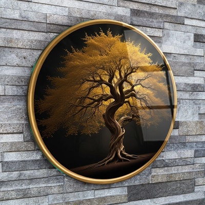 Art gift Кръгло стъклено пано - Дърво на Мъдростта