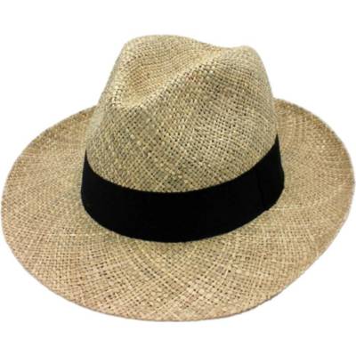 Fiebig Headwear since 1903 Pánský slaměný Bogart klobouk z mořské trávy s černou stuhou Fedora