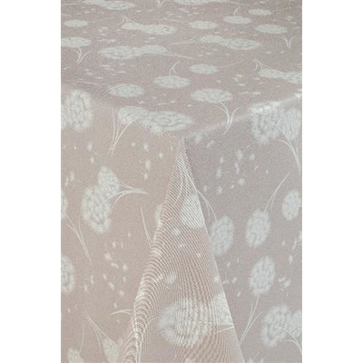 Obrus PVC 7744310, metráž, 20 m x 140 cm, púpavy na svetlo hnedom podklade, IMPOL TRADE