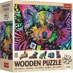 Trefl Puzzle 500+1 Wooden Puzzle Colorful Puppy