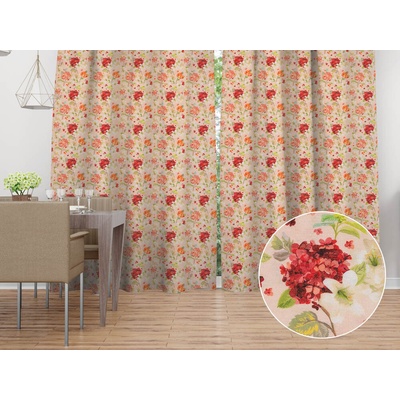 Biante Dekoračný záves PML-091 Hortenzie a ľalie na ružovom 145x170 cm