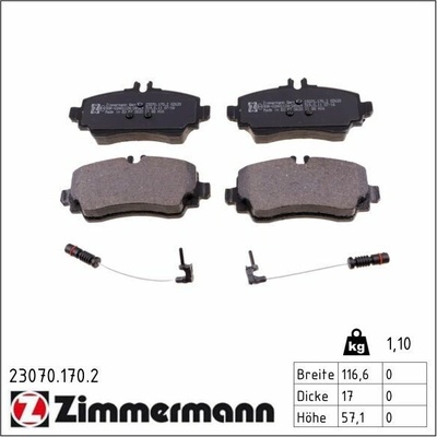 Sada brzdových destiček, kotoučová brzda ZIMMERMANN 23070.170.2 23070.170.2