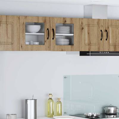 vidaXL Стенен стъклен шкаф PORTO Дъб 40 x 31 x 40 см Инженерно дърво (885203)