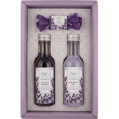 Bohemia Cosmetics Levandule sprchový gél 200 ml + vlasový šampon 200 ml + ručně vyráběné mýdlo 30 g darčeková sada