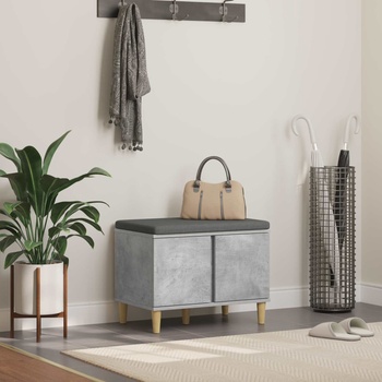 vidaXL Пейка за коридор с възглавница Циментено сиво 60 x 38 x 46 см (891523)