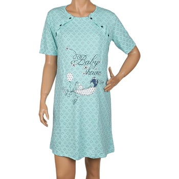 Image 1 of Нощница за кърмачки в ментов цвят с бебе и цветя