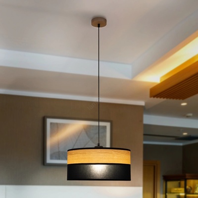 Polилей на кабел ALBA 1xE27/15W/230V Ø 40 см черен/кафяв (HE1790)