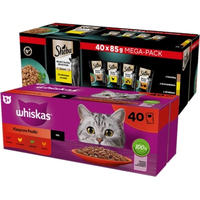 WHISKAS/Sheba Adult sáčky 80x85 g Mix příchutě