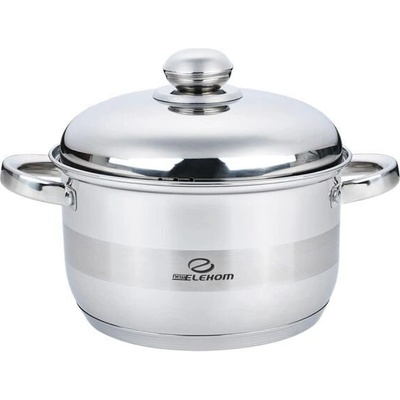 Elekom Тенджера инокс ЕК-1811 ss, Метален капак, Индукционно дъно, Размери 18 см х 11.5 см, полезен обем 2, 8 л. , 7 слойно капсуловано дъно (ЕК-1811 ss)