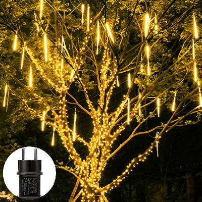 ROSNEK 288 LED Meteor Shower Rain Lights Teplá bílá vodotěsná Icicle Fairy Lights Zahradní párty Vánoční dekorace