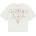 GUESS Бяла къса тениска за момиче с лъскав голям надпис и лого Guess