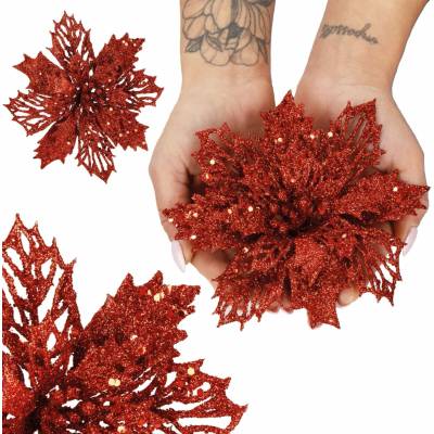 Springos CA0802 VÁNOČNÍ OZDODA POINSETTIA 16 CM
