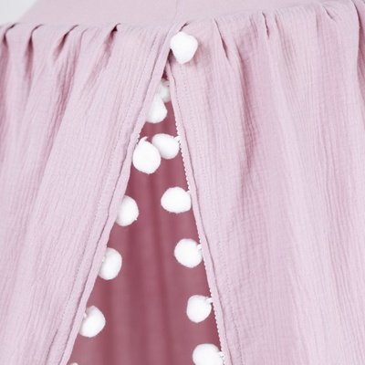 Tulimese Baldachýn mušelínový růžový SAMOSTATNÝ S BAMBULKAMI – Zboží Mobilmania