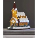 Emos DCLW12 LED zasněžený vánoční kostel 26 cm 3x AA vnitřní teplá bílá