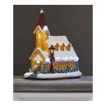 Emos DCLW12 LED zasněžený vánoční kostel 26 cm 3x AA vnitřní teplá bílá