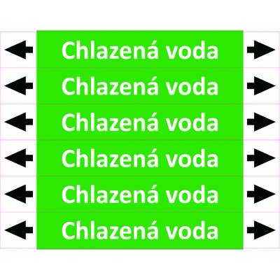 Grafiko | Chlazená voda - dle ISO 20560 - Materiál Folie s vyšší lepivostí s ochrannou laminací – High tack, Rozměr aršík 6 ks 52x400 mm