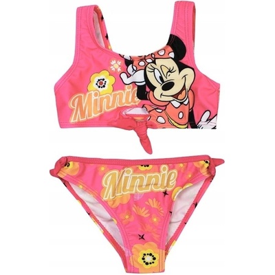 SunCity · Dětské / dívčí dvoudílné plavky Minnie Mouse s květinami - Disney Růžová