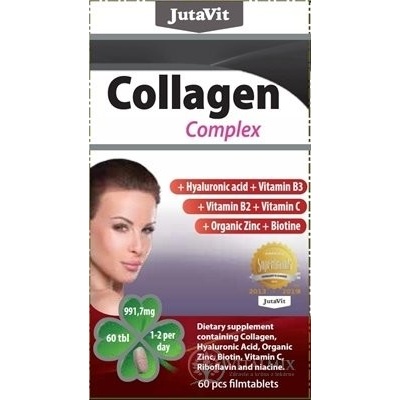 JutaVit Kolagen komplex + kyselina hyaluronová, vitamíny B3, B2, C + organický zinek a biotin tablet 60 ks