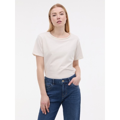 Orsay Кремава дамска тениска с апликация ORSAY Orsay | Byal Bezhov | ЖЕНИ | XS