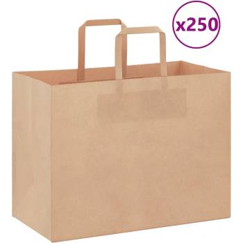 vidaXL Хартиени торбички 250 бр с дръжки кафяви 32x17x25 см (4101817)
