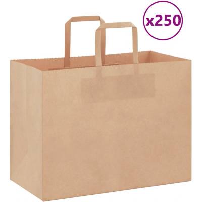 vidaXL Хартиени торбички 250 бр с дръжки кафяви 32x17x25 см (4101817)